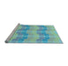 Sideview of Machine Washable Transitional Macaw Blue Green Rug, wshpat254lblu