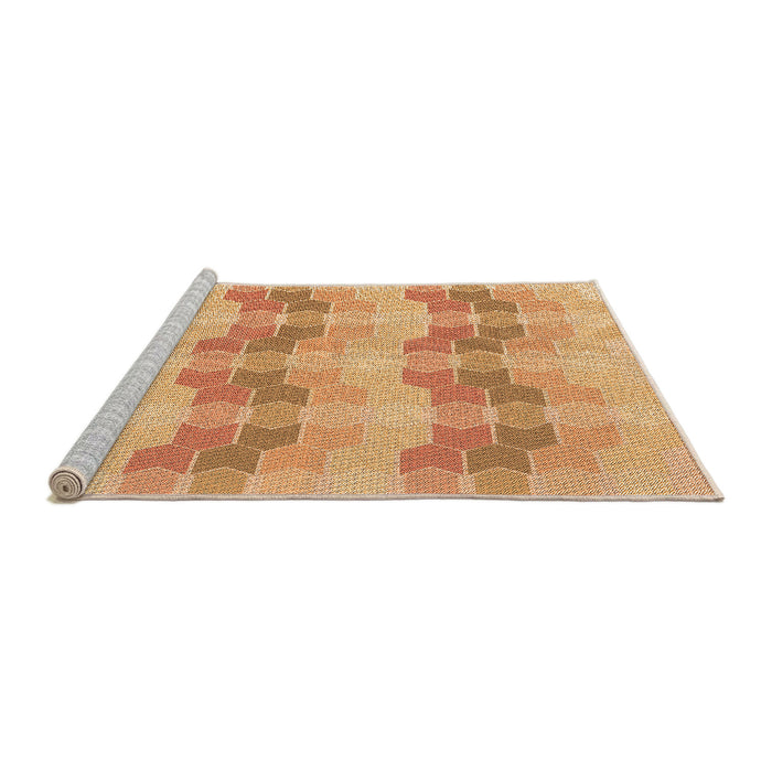 Sideview of Machine Washable Transitional Yellow Orange Rug, wshpat254org