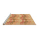 Sideview of Machine Washable Transitional Yellow Orange Rug, wshpat254org