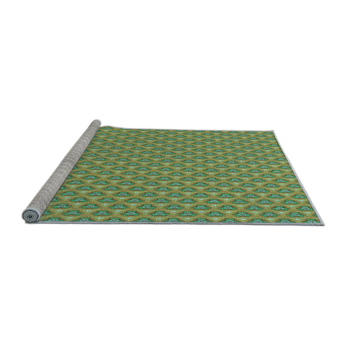 Sideview of Machine Washable Transitional Green Peas Green Rug, wshpat2540lblu