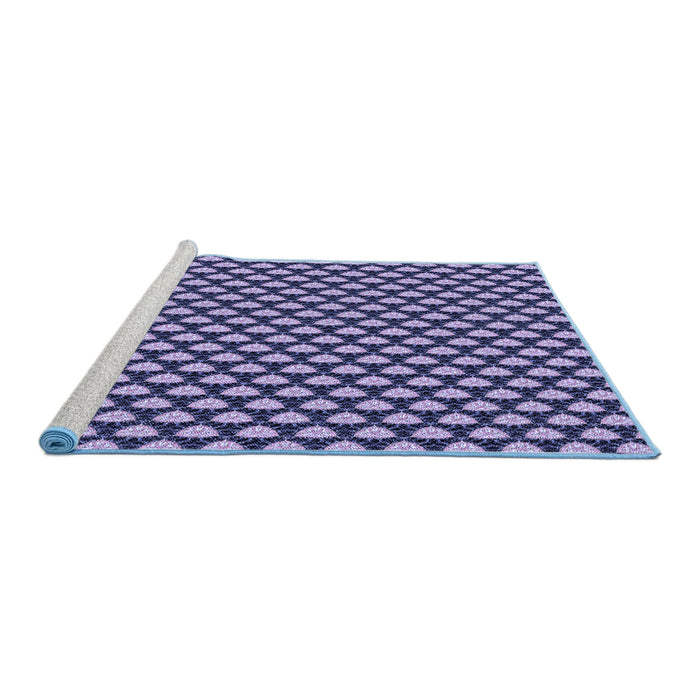 Sideview of Machine Washable Transitional Blue Rug, wshpat2541blu
