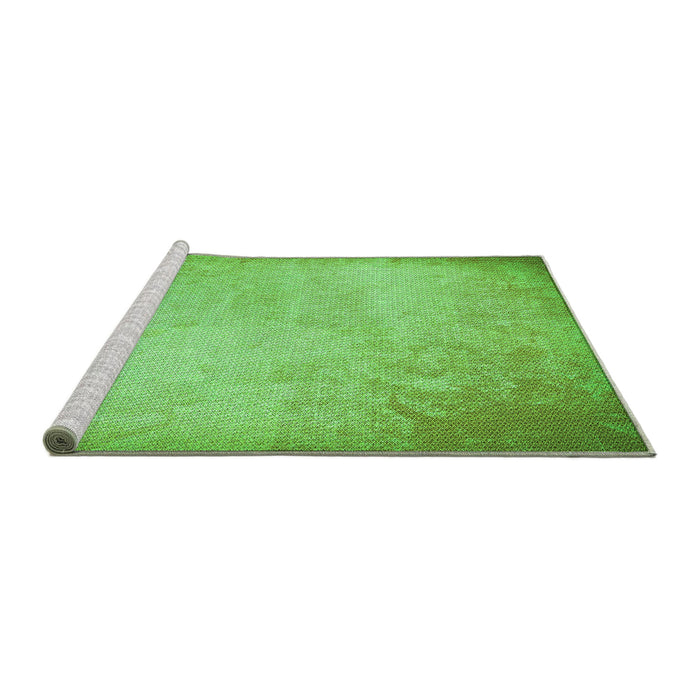Sideview of Machine Washable Transitional Emerald Green Rug, wshpat2546grn