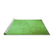 Sideview of Machine Washable Transitional Emerald Green Rug, wshpat2546grn
