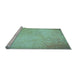 Sideview of Machine Washable Transitional Forest Green Rug, wshpat2546lblu