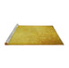 Sideview of Machine Washable Transitional Yellow Rug, wshpat2546yw