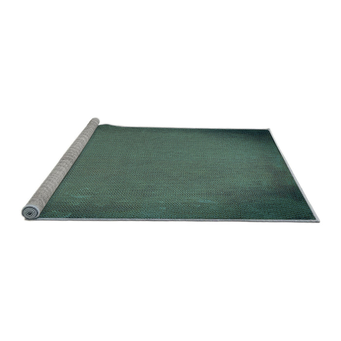 Sideview of Machine Washable Transitional Mint Green Rug, wshpat2547lblu