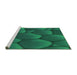 Sideview of Machine Washable Transitional Deep Teal Green Rug, wshpat255grn