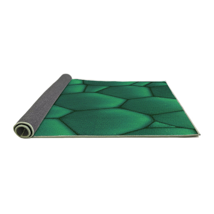 Thickness of Patterned Deep Teal Green Rug, pat255grn