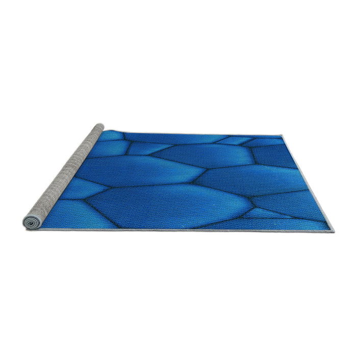 Sideview of Machine Washable Transitional Neon Blue Rug, wshpat255lblu