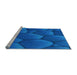 Sideview of Machine Washable Transitional Neon Blue Rug, wshpat255lblu