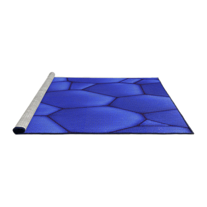 Sideview of Machine Washable Transitional Blue Rug, wshpat255pur