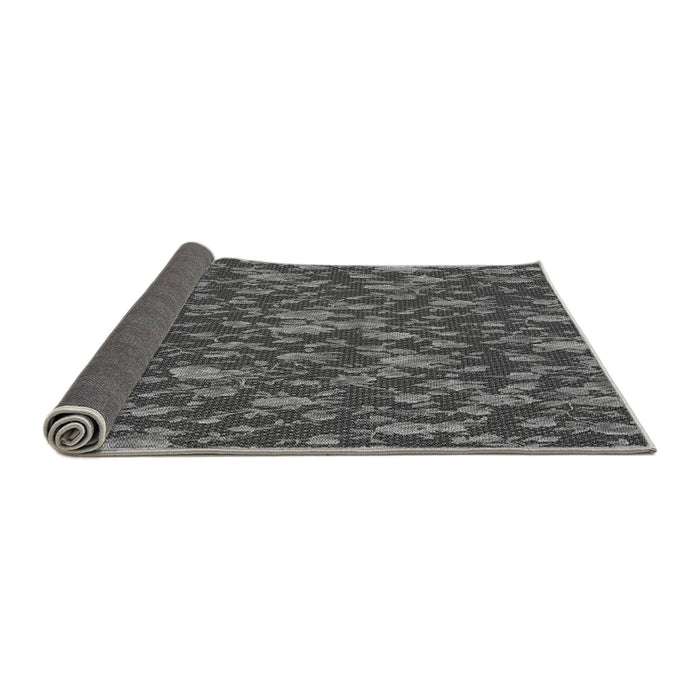 Thickness of Patterned Dark Gray Black Rug, pat2550gry