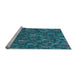 Sideview of Machine Washable Transitional Dark Turquoise Green Rug, wshpat2550lblu