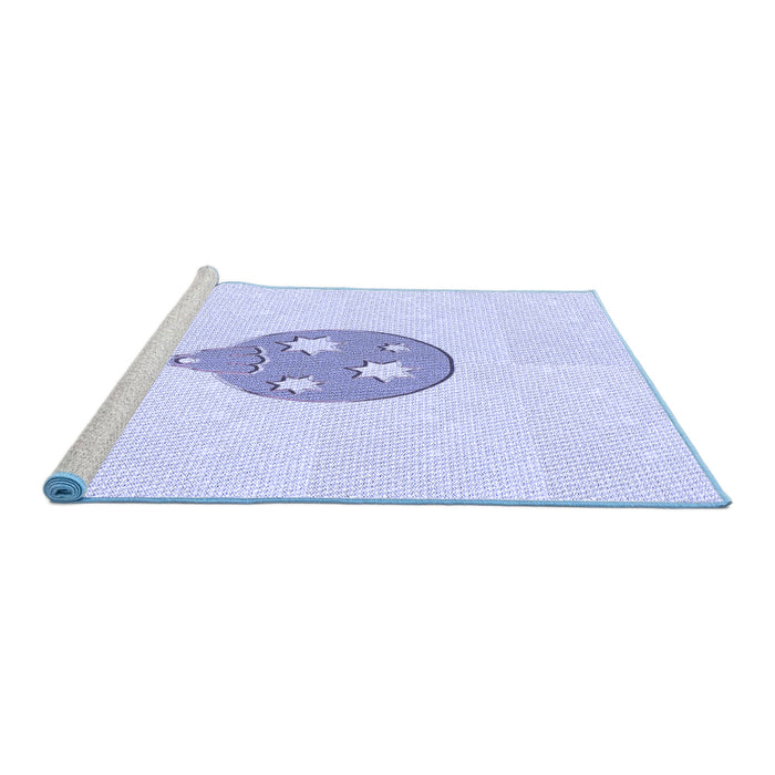 Sideview of Machine Washable Transitional Lavender Blue Rug, wshpat2551blu
