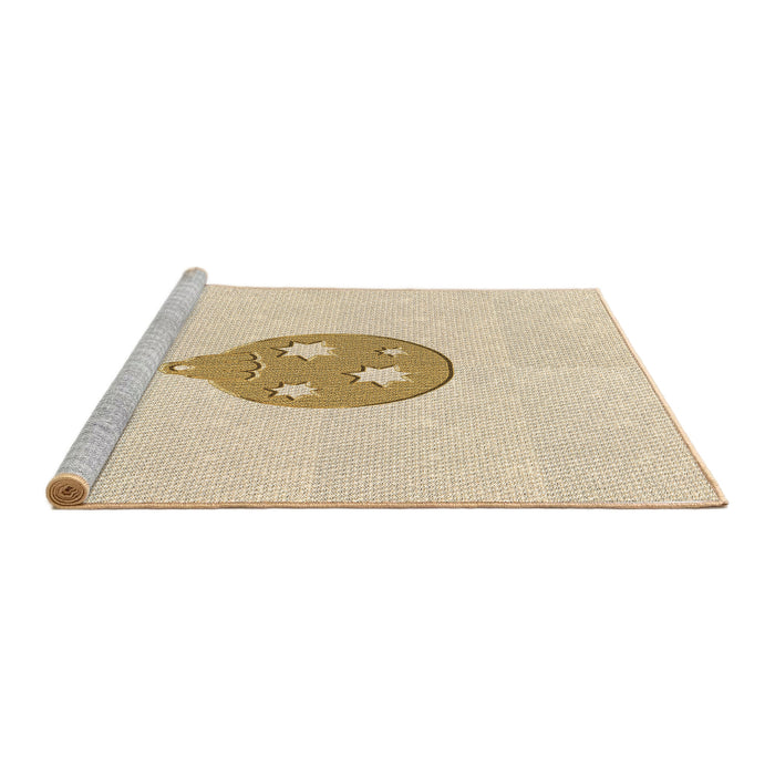Sideview of Machine Washable Transitional Moccasin Beige Rug, wshpat2551brn