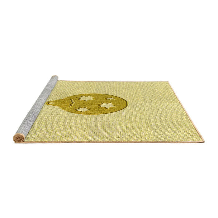 Sideview of Machine Washable Transitional Sun Yellow Rug, wshpat2551yw