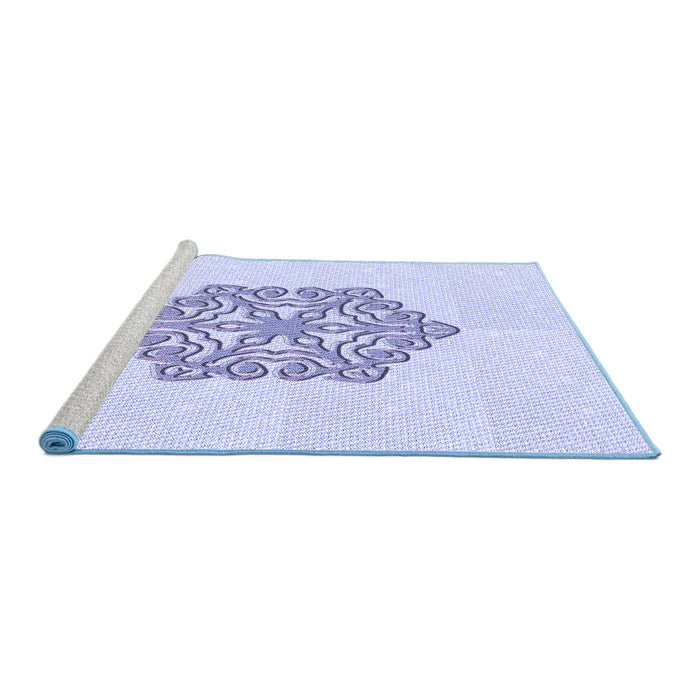Sideview of Machine Washable Transitional Lavender Blue Rug, wshpat2552blu