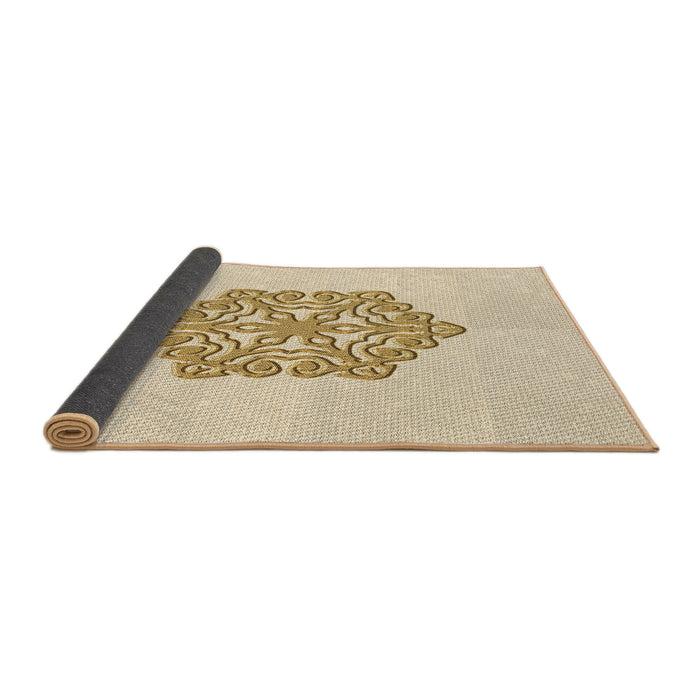 Thickness of Patterned Peach Beige Rug, pat2552brn