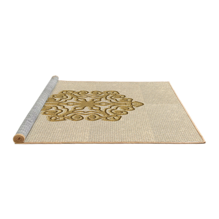 Sideview of Machine Washable Transitional Peach Beige Rug, wshpat2552brn