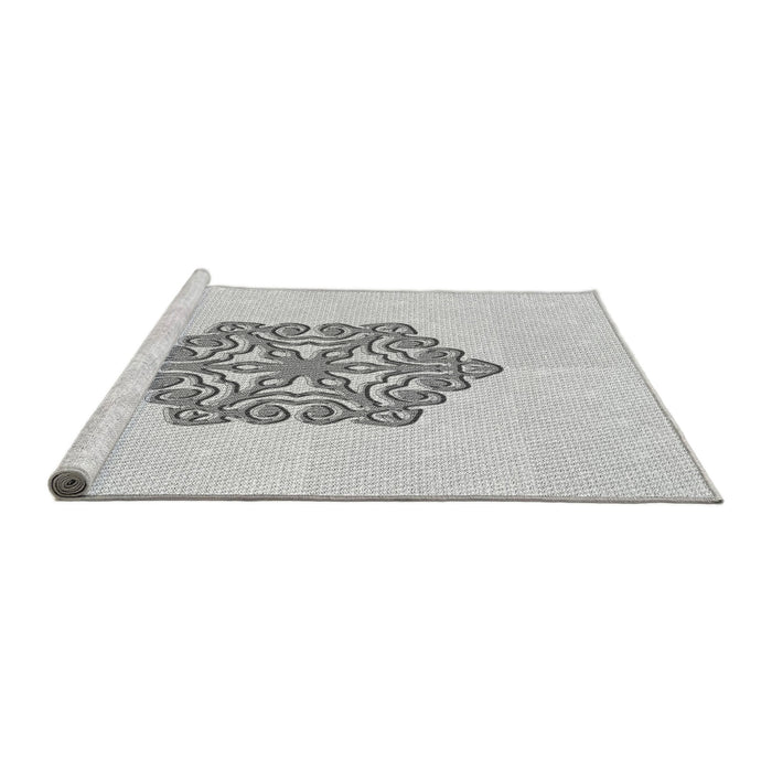 Sideview of Machine Washable Transitional Platinum Gray Rug, wshpat2552gry