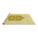 Sideview of Machine Washable Transitional Yellow Rug, wshpat2552yw