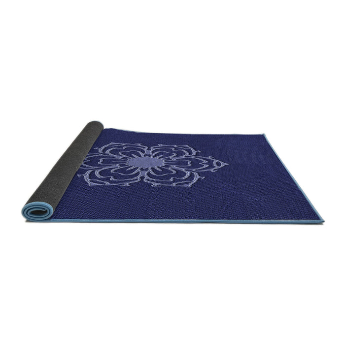 Thickness of Patterned Denim Dark Blue Rug, pat2553blu