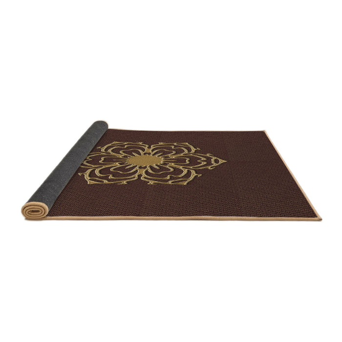 Thickness of Patterned Sienna Brown Rug, pat2553brn