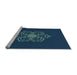 Sideview of Machine Washable Transitional Blue Rug, wshpat2553lblu