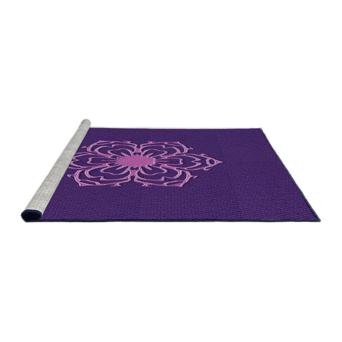 Sideview of Machine Washable Transitional Blue Violet Purple Rug, wshpat2553pur