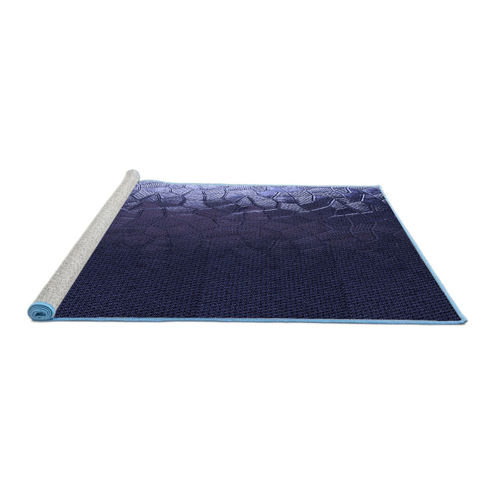Sideview of Machine Washable Transitional Night Blue Rug, wshpat2554blu