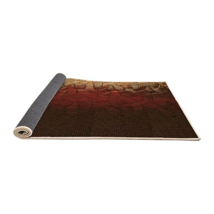 Thickness of Patterned Mahogany Brown Rug, pat2554org