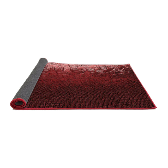 Thickness of Patterned Maroon Red Rug, pat2554rd