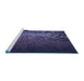 Sideview of Machine Washable Transitional Night Blue Rug, wshpat2555blu