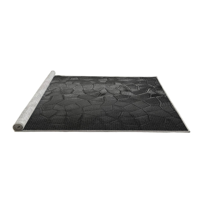 Sideview of Machine Washable Transitional Charcoal Black Rug, wshpat2555gry
