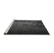 Sideview of Machine Washable Transitional Charcoal Black Rug, wshpat2555gry