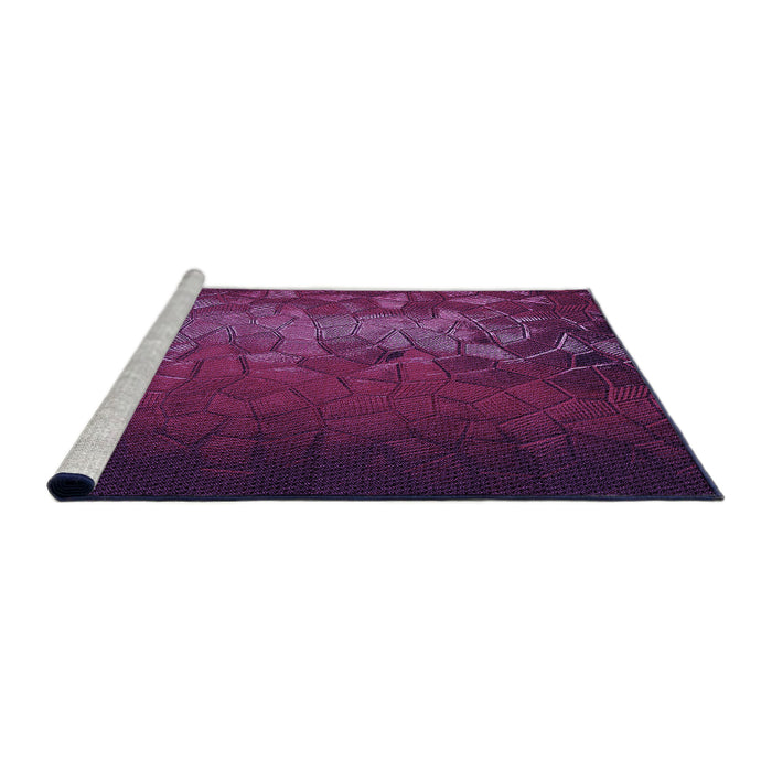 Sideview of Machine Washable Transitional Pink Plum Purple Rug, wshpat2555pur