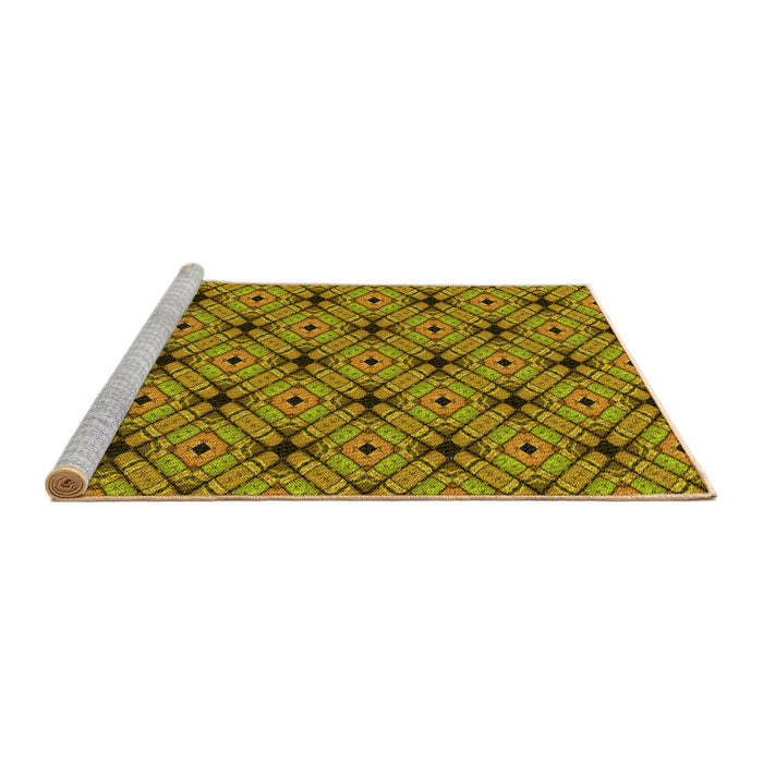 Sideview of Machine Washable Transitional Yellow Rug, wshpat2556yw
