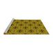 Sideview of Machine Washable Transitional Yellow Rug, wshpat2556yw