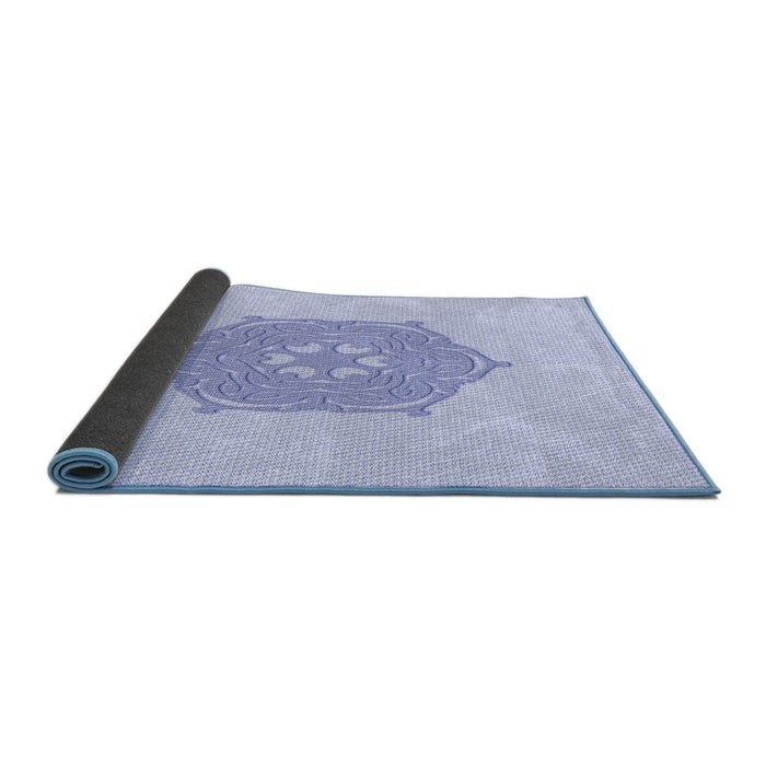 Thickness of Patterned Lavender Blue Rug, pat2558blu