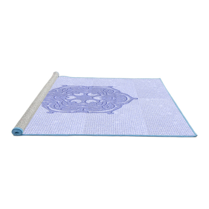 Sideview of Machine Washable Transitional Lavender Blue Rug, wshpat2558blu