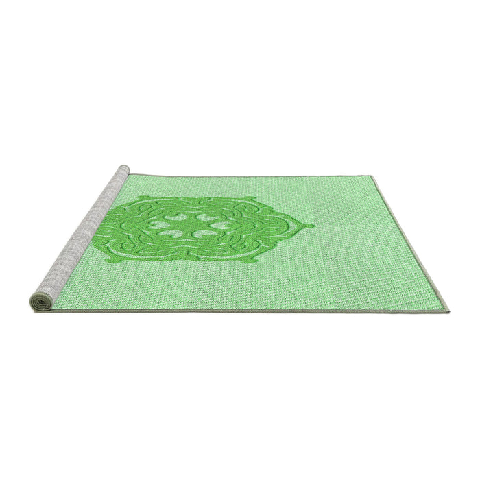 Sideview of Machine Washable Transitional Light Green Rug, wshpat2558grn