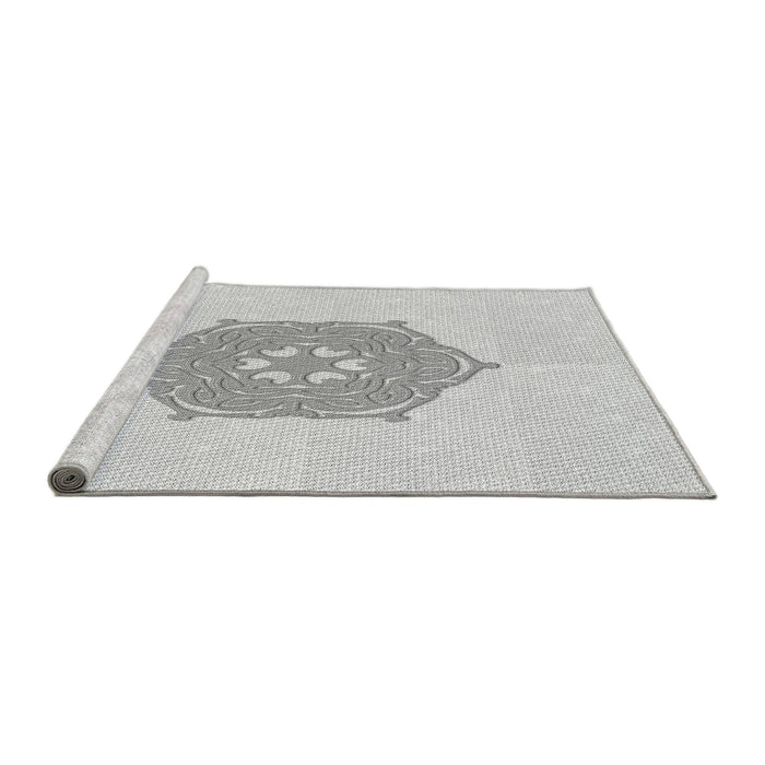 Sideview of Machine Washable Transitional Platinum Gray Rug, wshpat2558gry