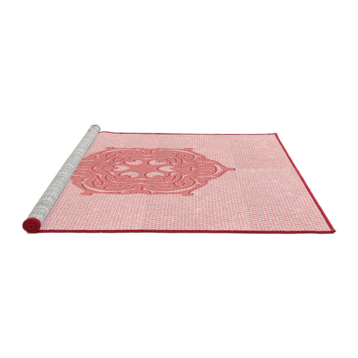 Sideview of Machine Washable Transitional Pastel Red Pink Rug, wshpat2558rd