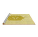 Sideview of Machine Washable Transitional Sun Yellow Rug, wshpat2558yw