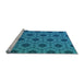 Sideview of Machine Washable Transitional Blue Rug, wshpat2559lblu