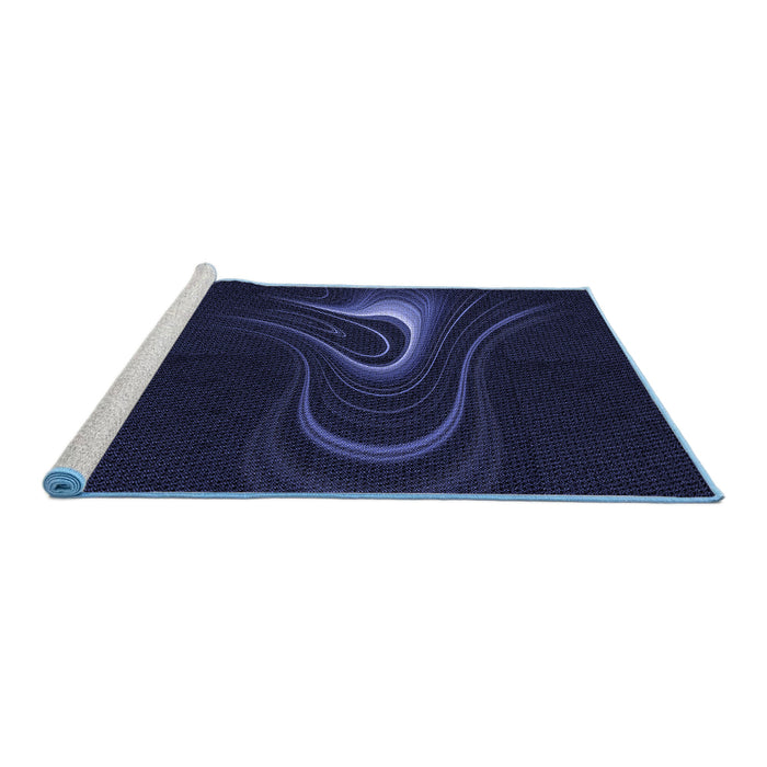 Sideview of Machine Washable Transitional Black Rug, wshpat256blu