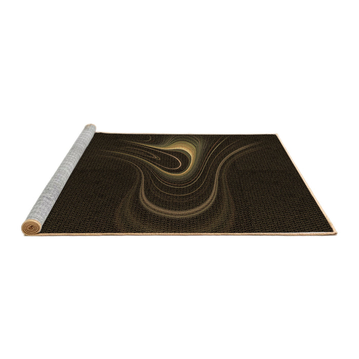 Sideview of Machine Washable Transitional Black Rug, wshpat256brn