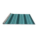 Sideview of Machine Washable Transitional Bright Turquoise Blue Rug, wshpat2560lblu