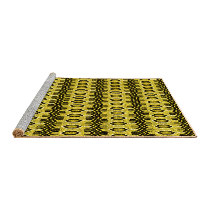 Sideview of Machine Washable Transitional Yellow Rug, wshpat2560yw