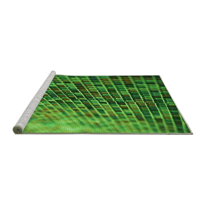 Sideview of Machine Washable Transitional Deep Emerald Green Rug, wshpat2561grn